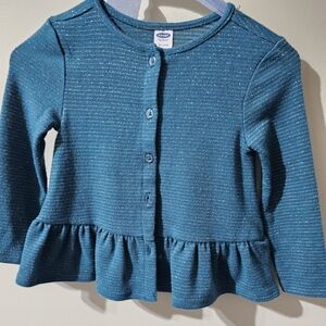 Old Navy 18-24m Sweater Cardigan Teal Gold Ruffle